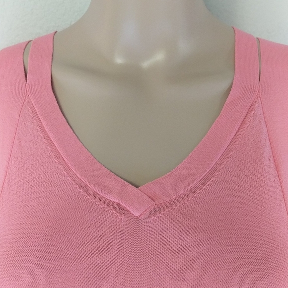 [Mind Bridge] Open Short Sleeve V Neck Knit Blouse - Picture 2 of 6